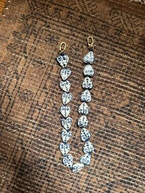 Clare V. Porcelain Strap White and Black Heart Face Pendant strap -